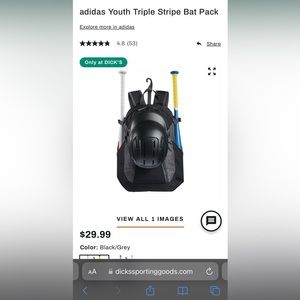 adidas Youth Triple Stripe Bat Pack